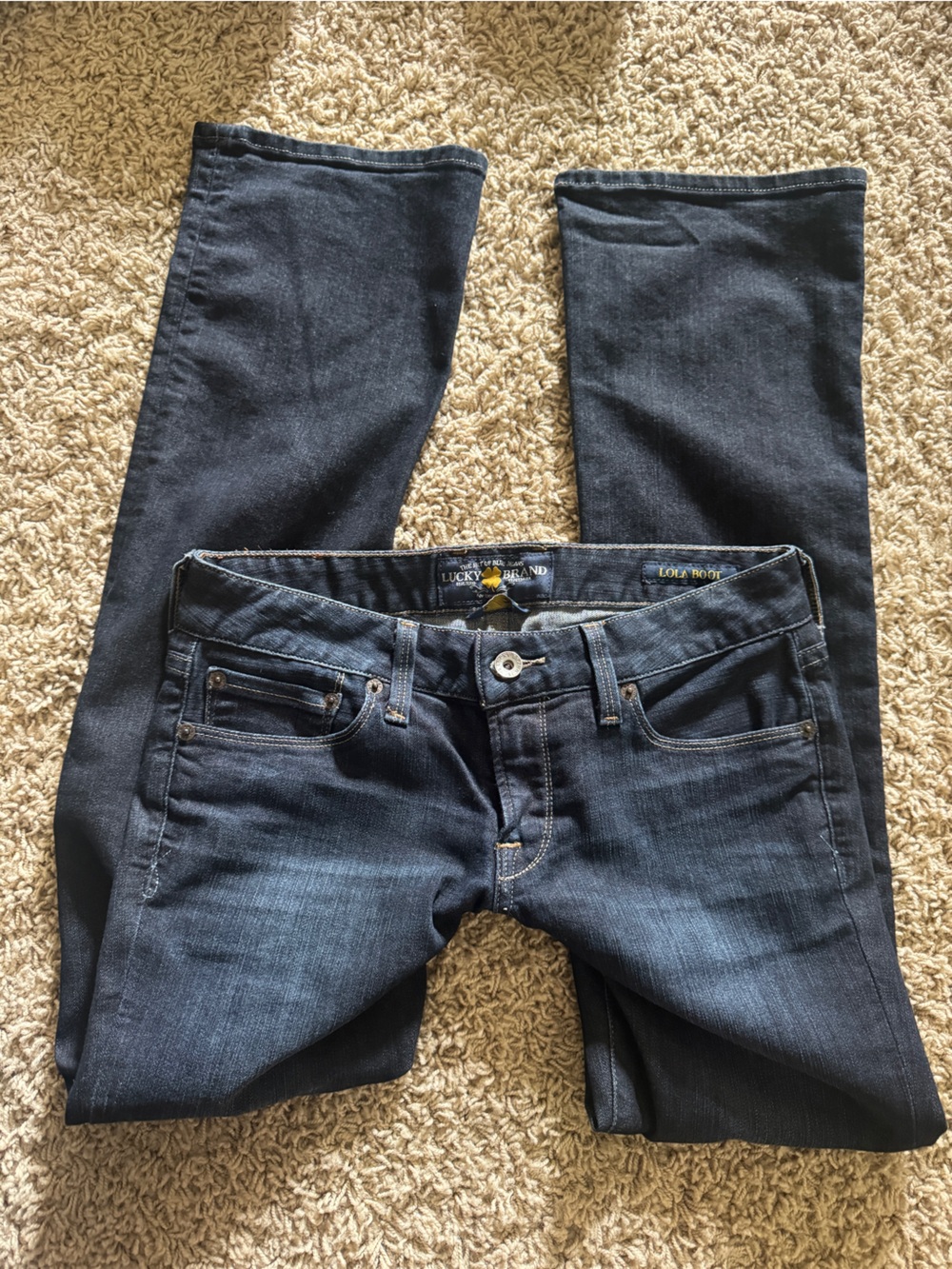 Vintage Lucky Brand Lola Boot Dark Blue low rise Women's boot cut Jeans